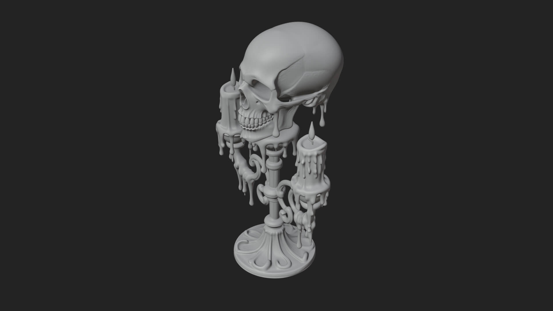 Skull Candle Holder Ornament Design 4 3D Print Model 3D Model