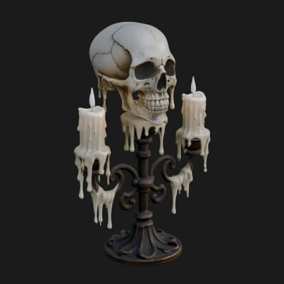 Skull Candle Holder Ornament Design 4 3D Print Model