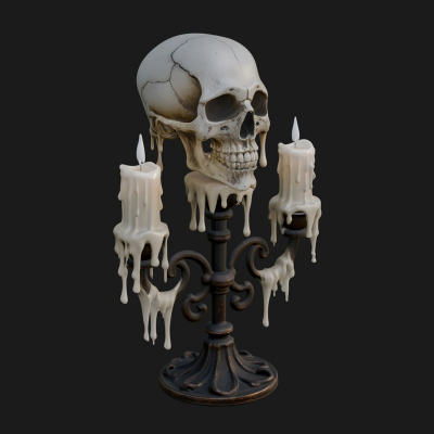 Skull Candle Holder Ornament Design 4 3D Print Model