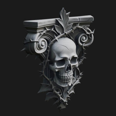 Skull Corbel Bracket Design 1 3D Print Model