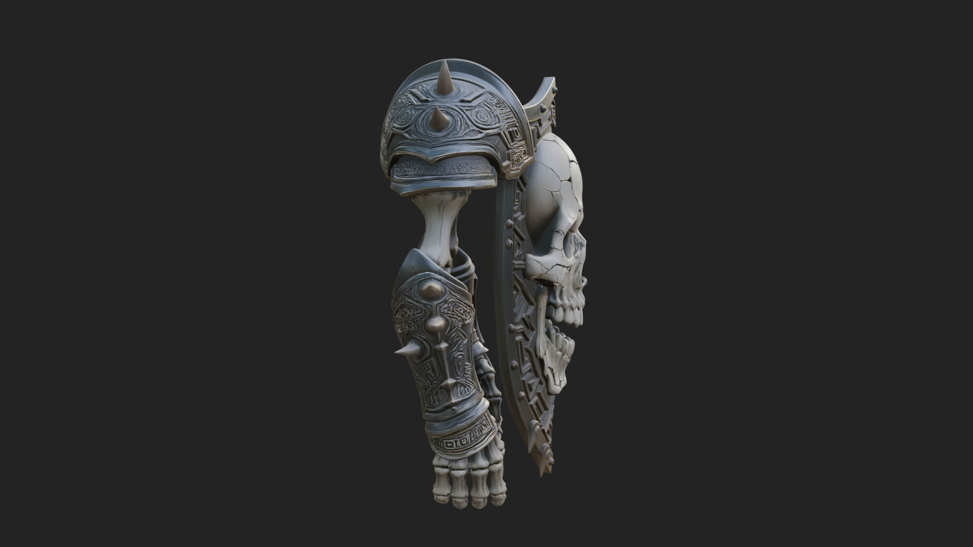 Skull Face Spiked Shield Model Design 1 3D Print Model 3D Model