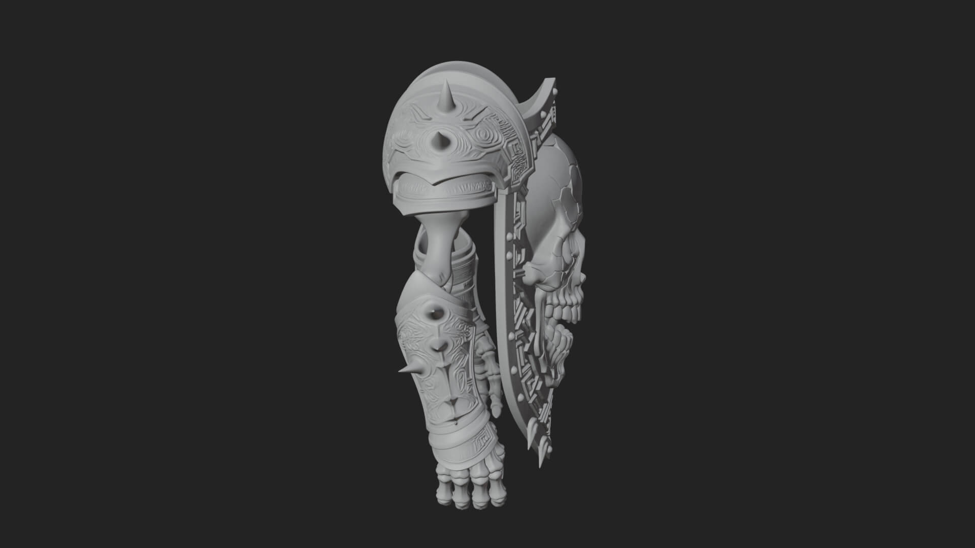 Skull Face Spiked Shield Model Design 1 3D Print Model 3D Model