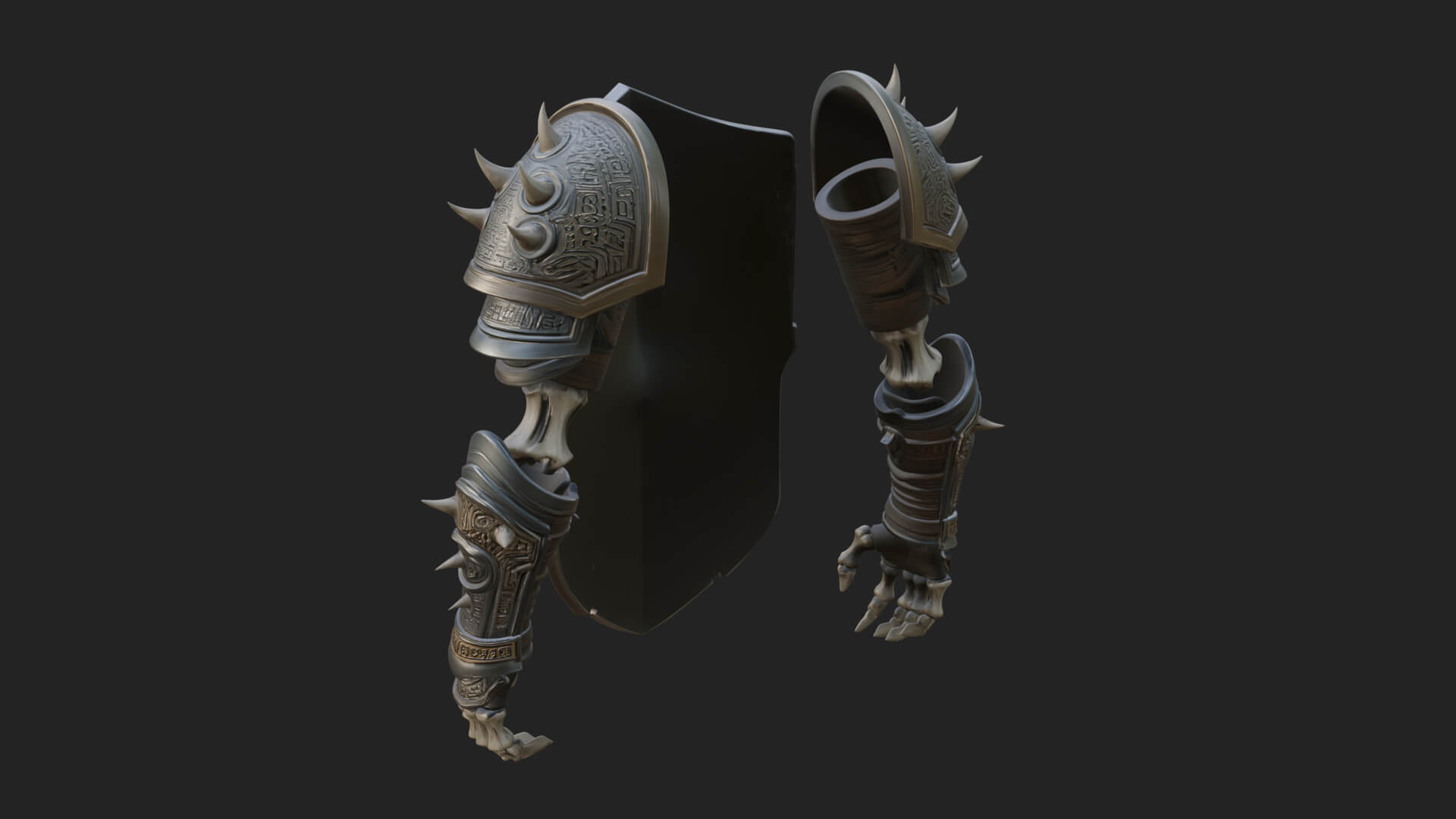 Skull Face Spiked Shield Model Design 2 3D Print Model 3D Model