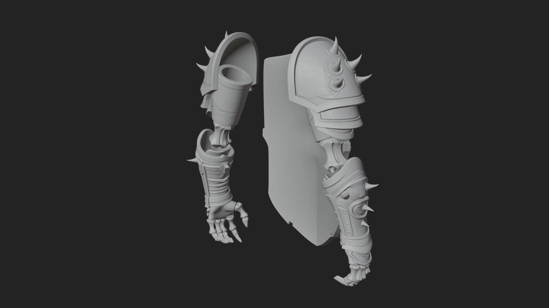 Skull Face Spiked Shield Model Design 2 3D Print Model 3D Model