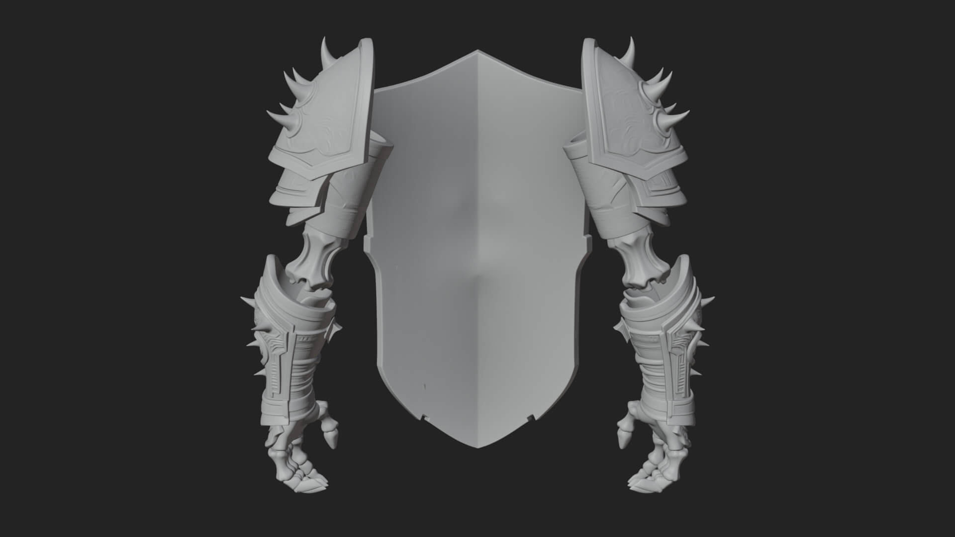 Skull Face Spiked Shield Model Design 2 3D Print Model 3D Model