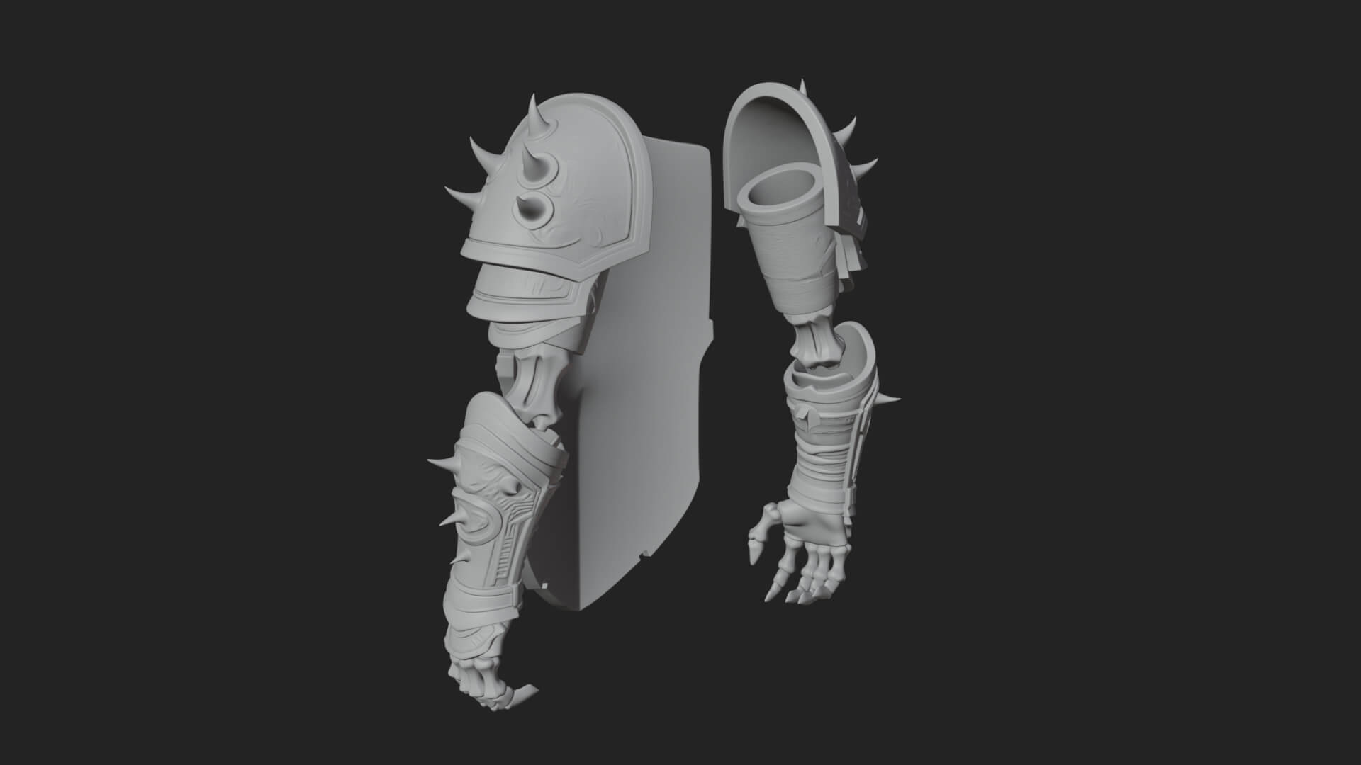 Skull Face Spiked Shield Model Design 2 3D Print Model 3D Model