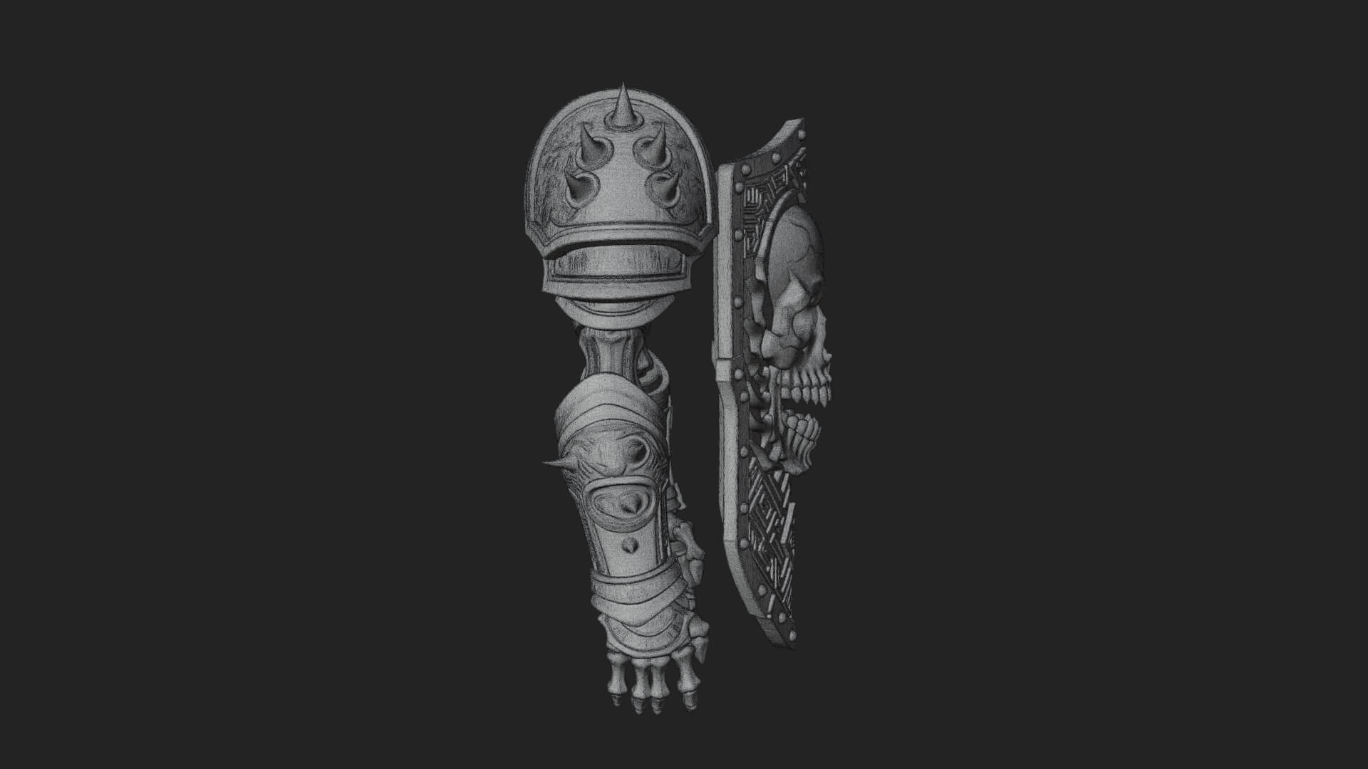 Skull Face Spiked Shield Model Design 2 3D Print Model 3D Model