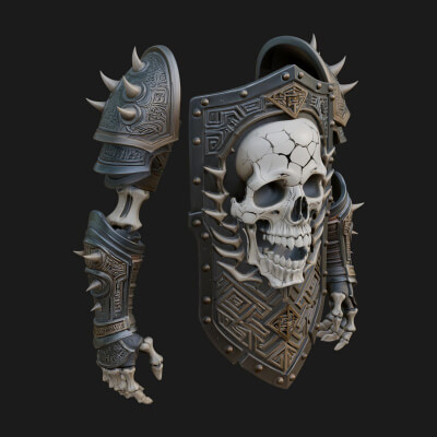 Skull Face Spiked Shield Model Design 2 3D Print Model