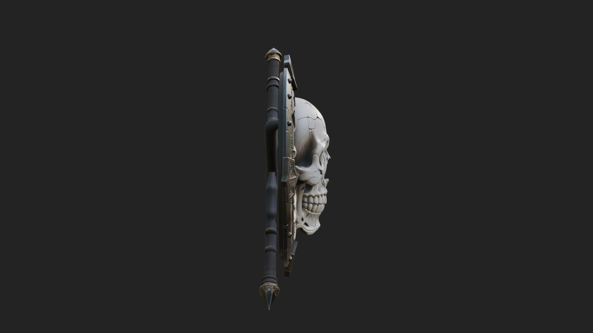 Skull Face Spiked Shield Model Design 3 3D Print Model 3D Model