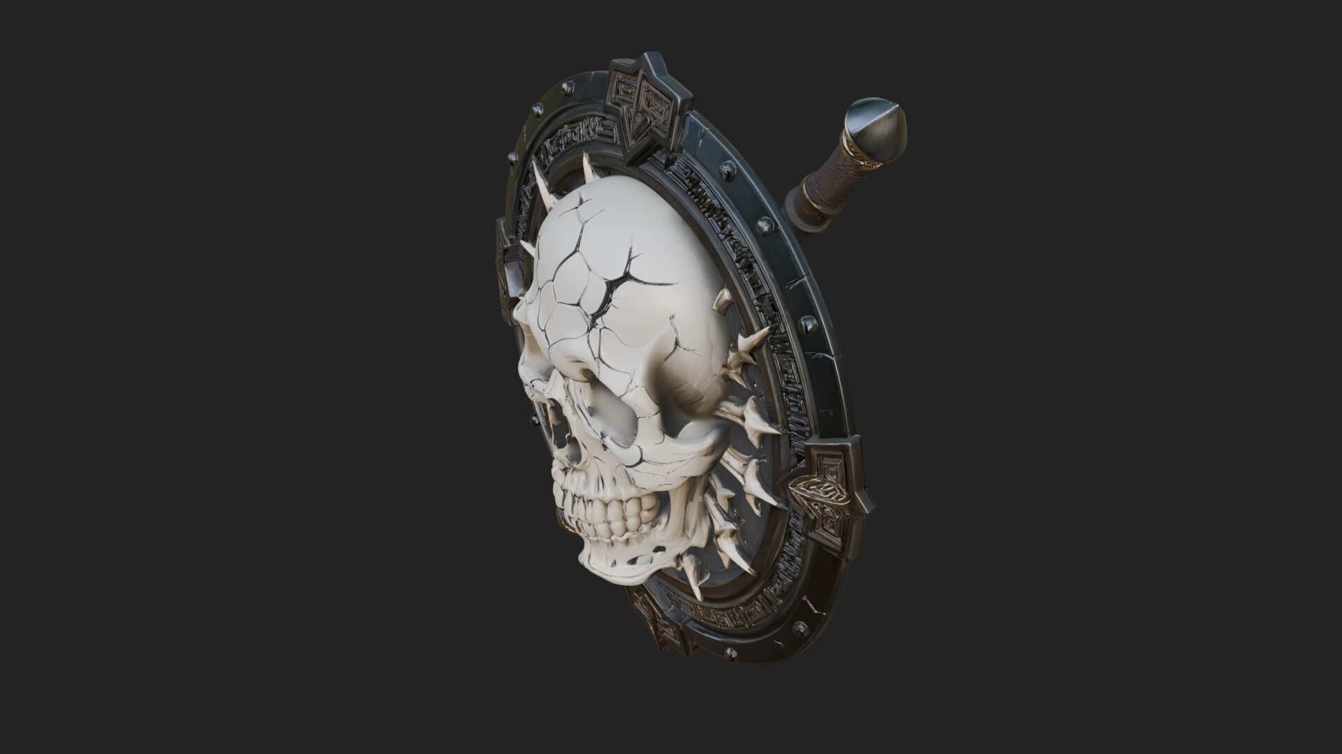 Skull Face Spiked Shield Model Design 3 3D Print Model 3D Model