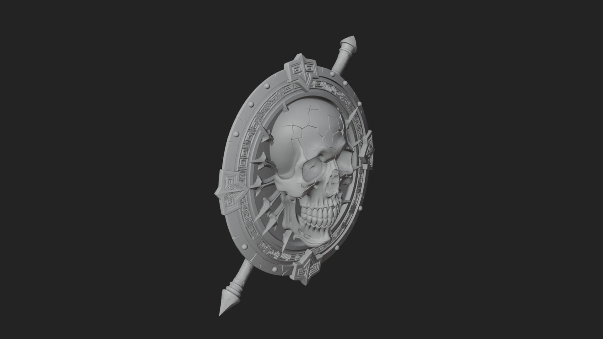 Skull Face Spiked Shield Model Design 3 3D Print Model 3D Model