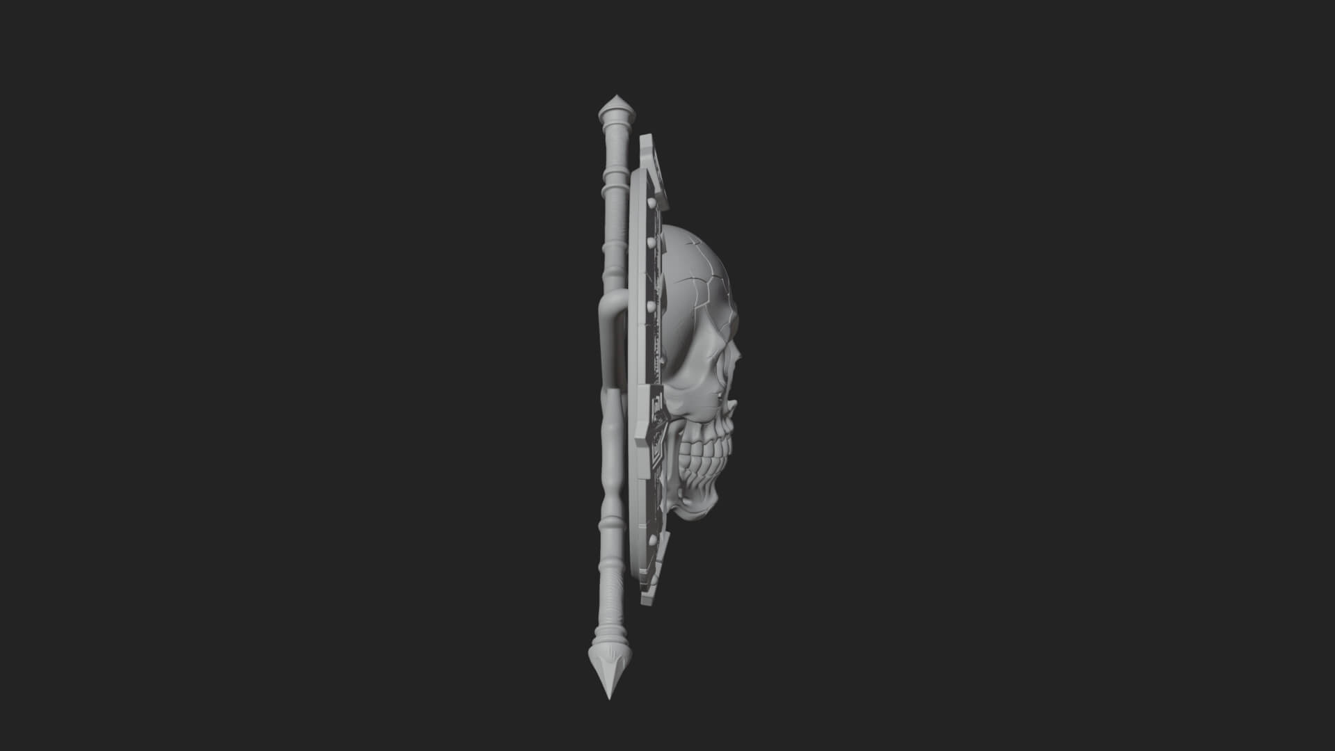 Skull Face Spiked Shield Model Design 3 3D Print Model 3D Model
