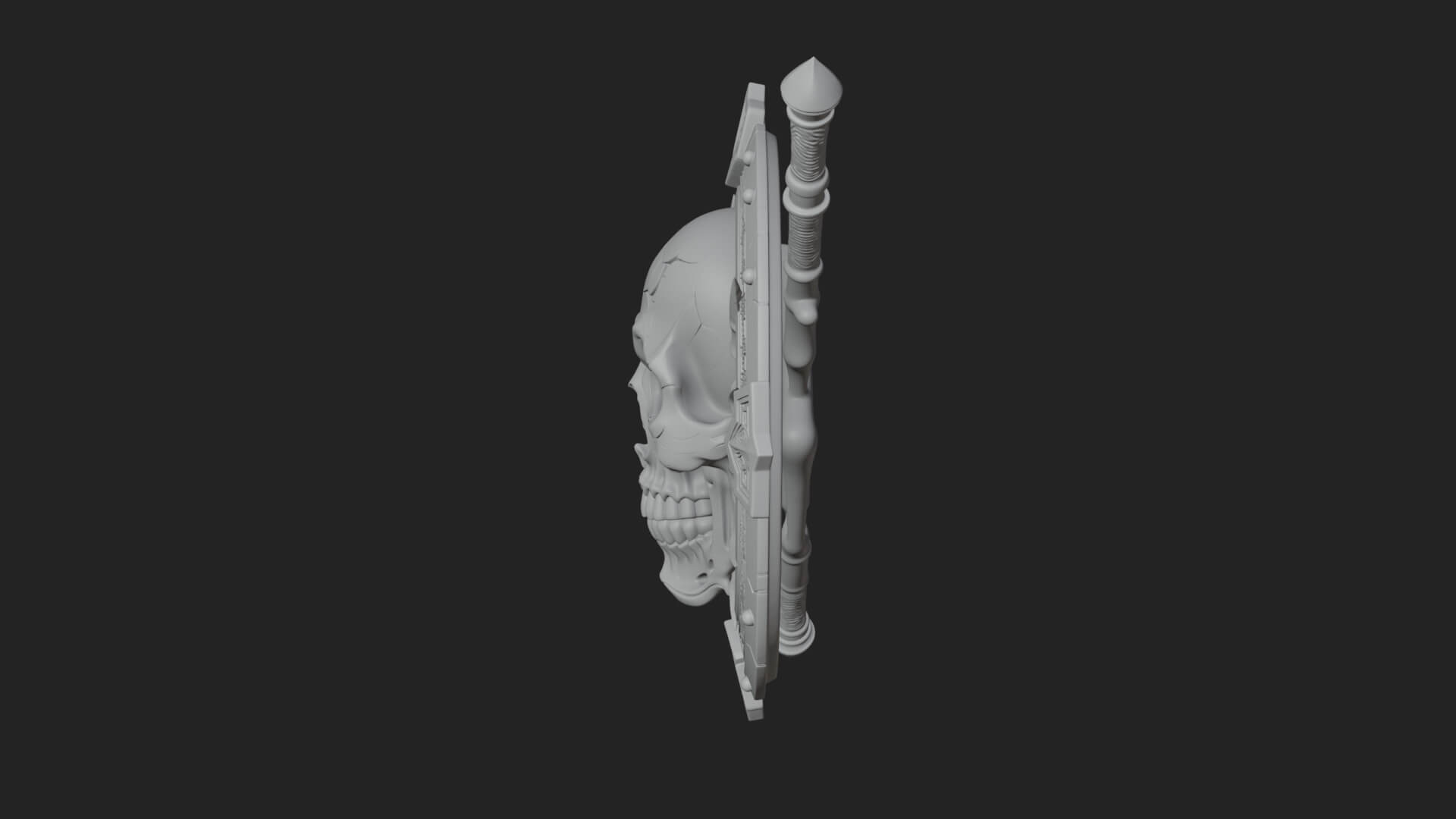 Skull Face Spiked Shield Model Design 3 3D Print Model 3D Model