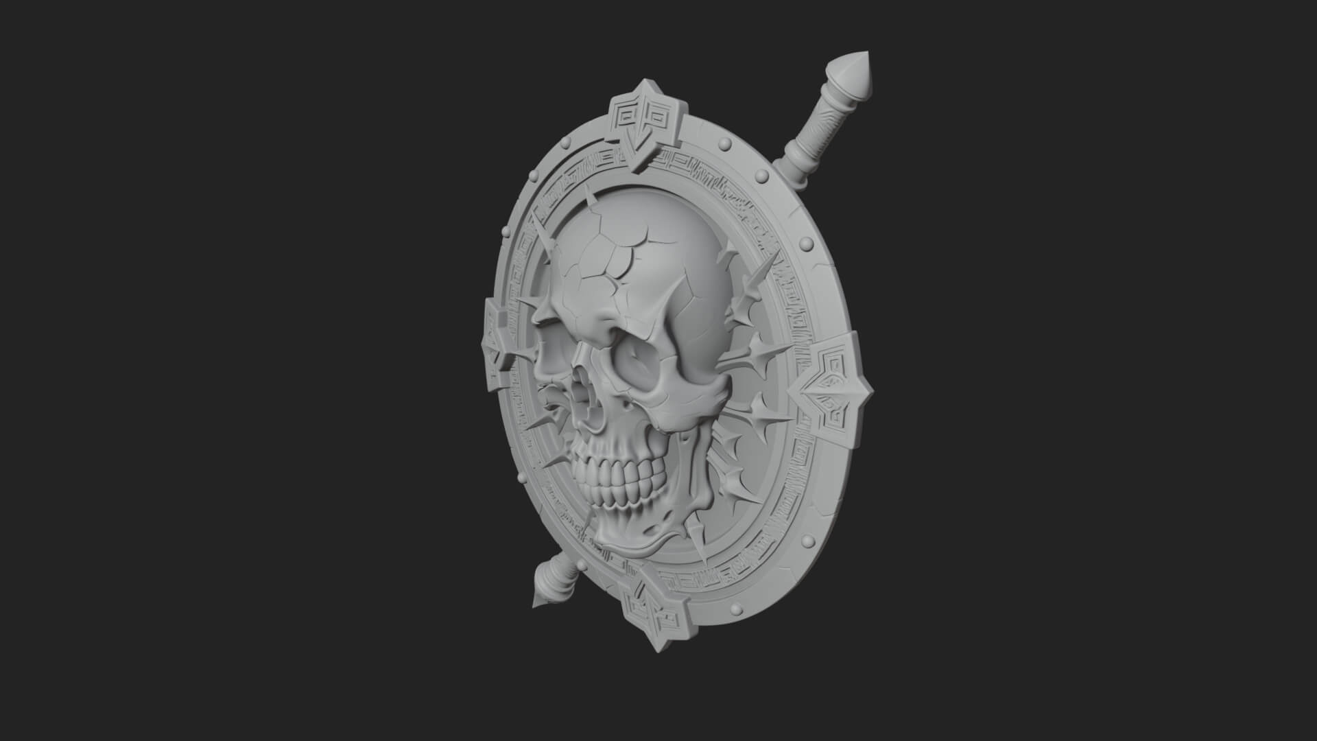 Skull Face Spiked Shield Model Design 3 3D Print Model 3D Model