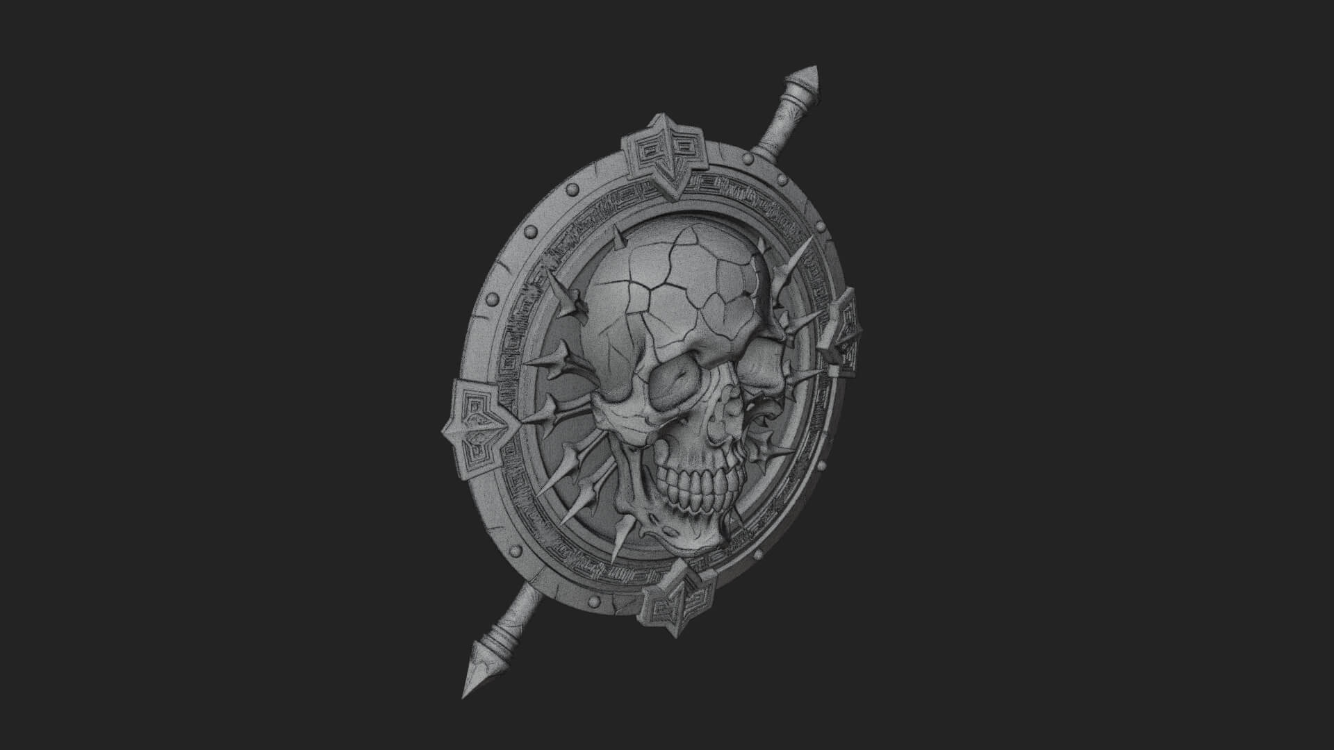 Skull Face Spiked Shield Model Design 3 3D Print Model 3D Model
