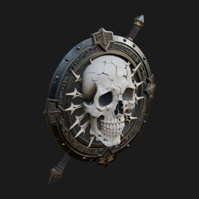 Skull Face Spiked Shield Model Design 3 3D Print Model