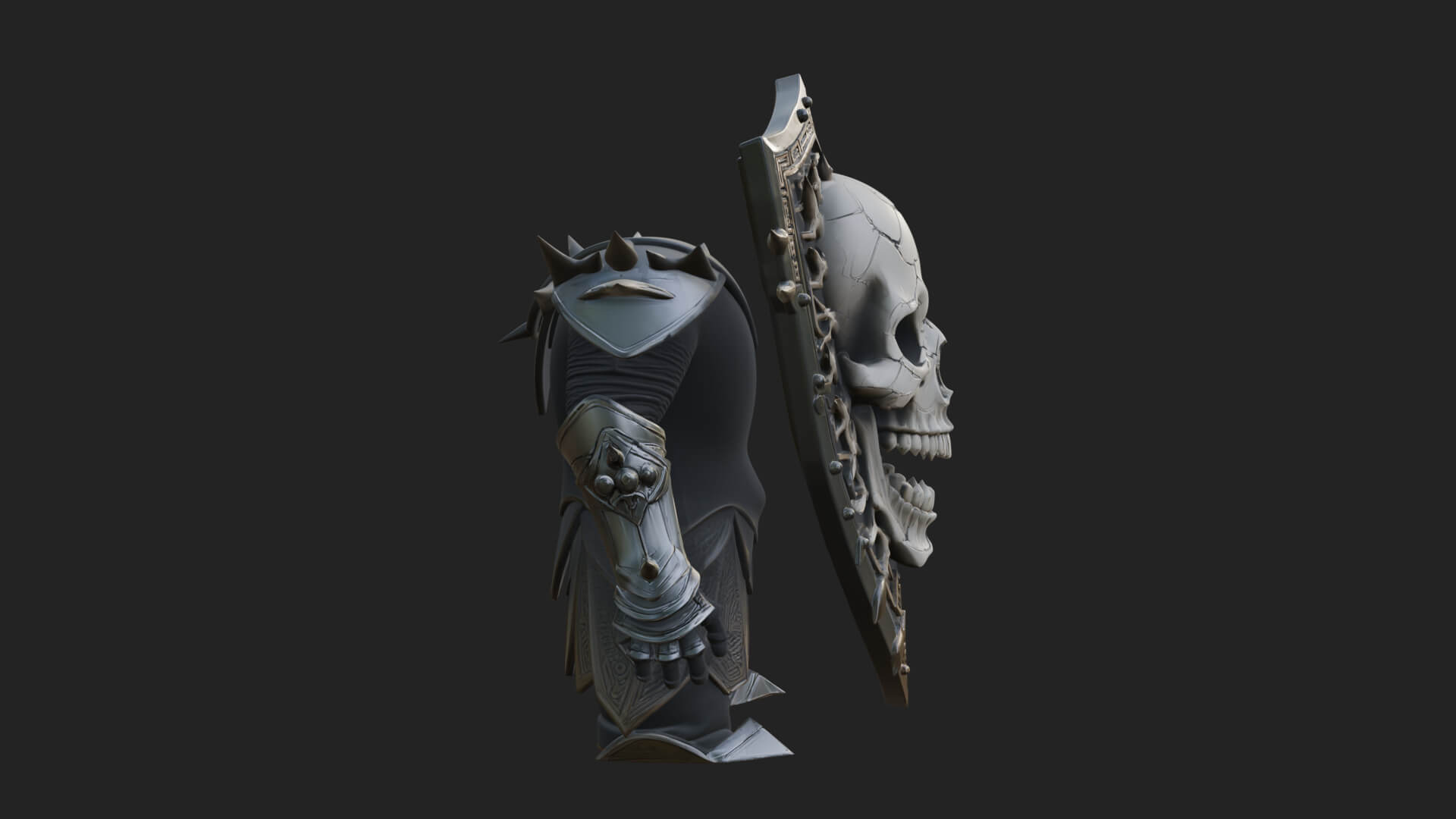 Skull Face Spiked Shield Model Design 4 3D Print Model 3D Model