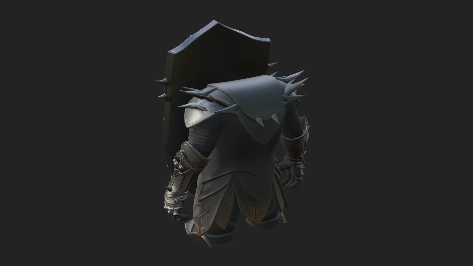 Skull Face Spiked Shield Model Design 4 3D Print Model 3D Model