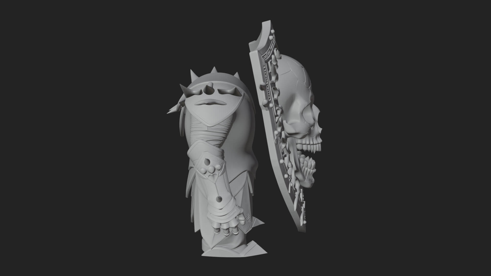 Skull Face Spiked Shield Model Design 4 3D Print Model 3D Model