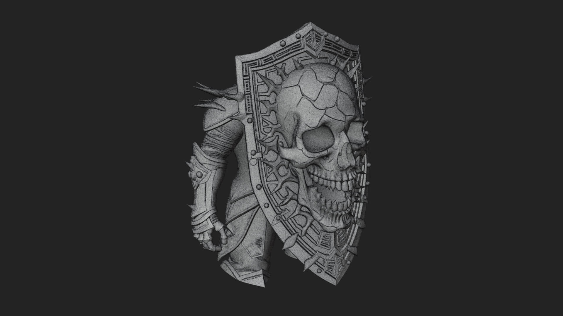 Skull Face Spiked Shield Model Design 4 3D Print Model 3D Model