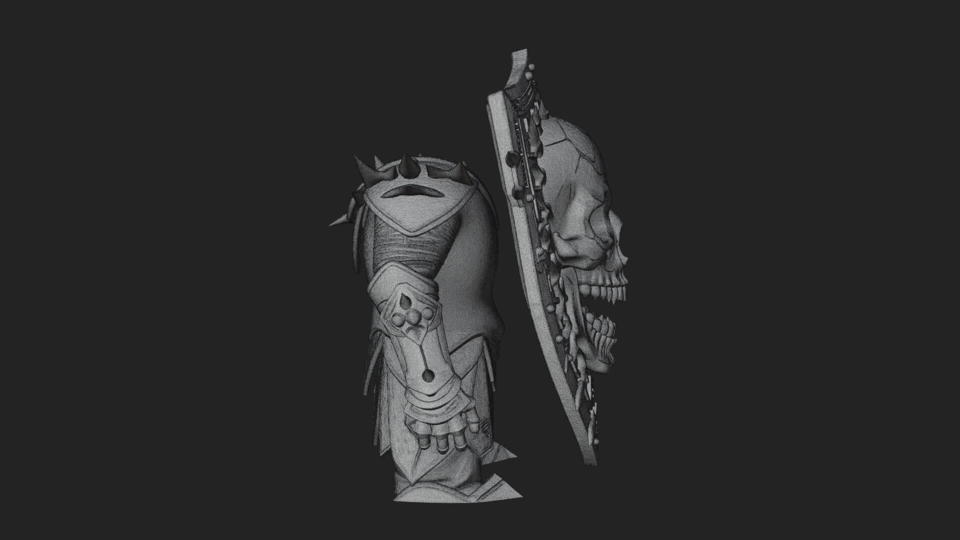 Skull Face Spiked Shield Model Design 4 3D Print Model 3D Model