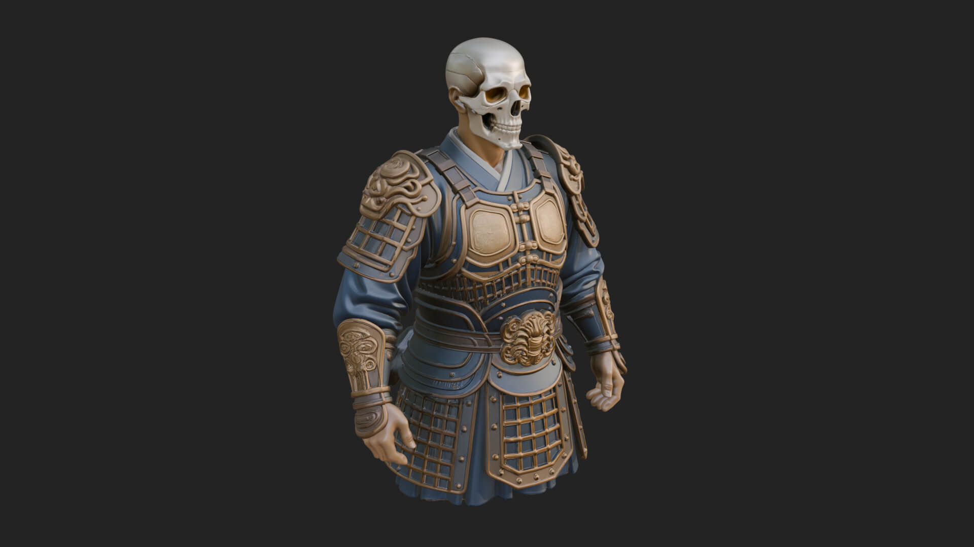 Skull Faced Armor Bust Design 1 3D Print Model 3D Model