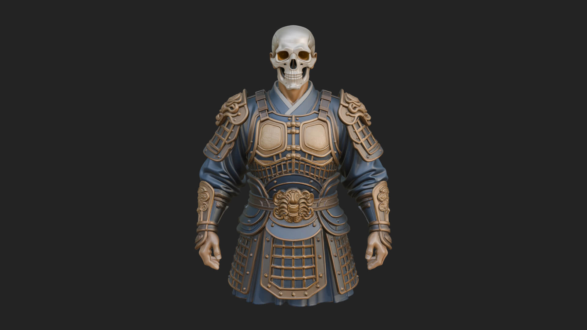 Skull Faced Armor Bust Design 1 3D Print Model 3D Model