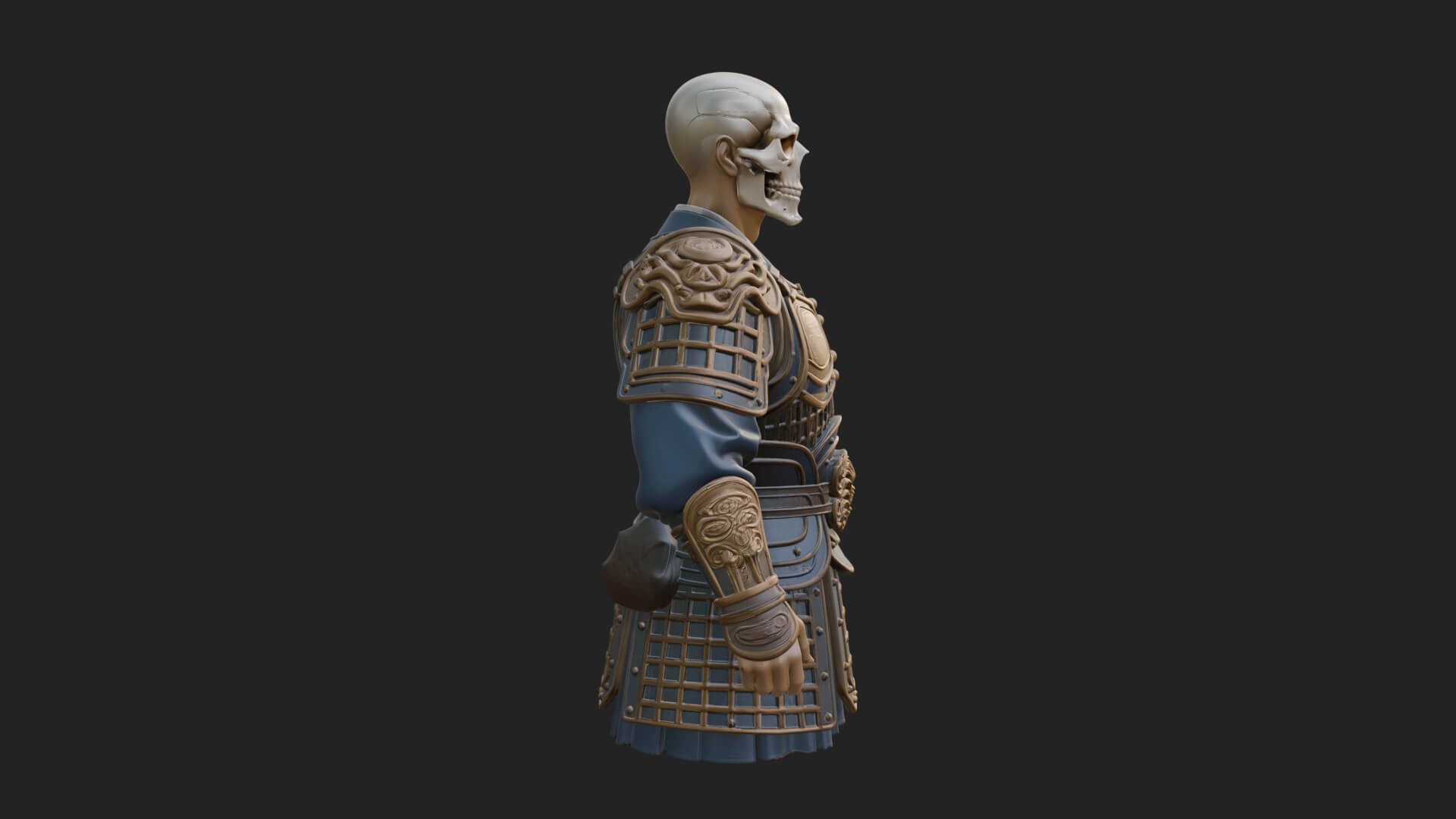 Skull Faced Armor Bust Design 1 3D Print Model 3D Model