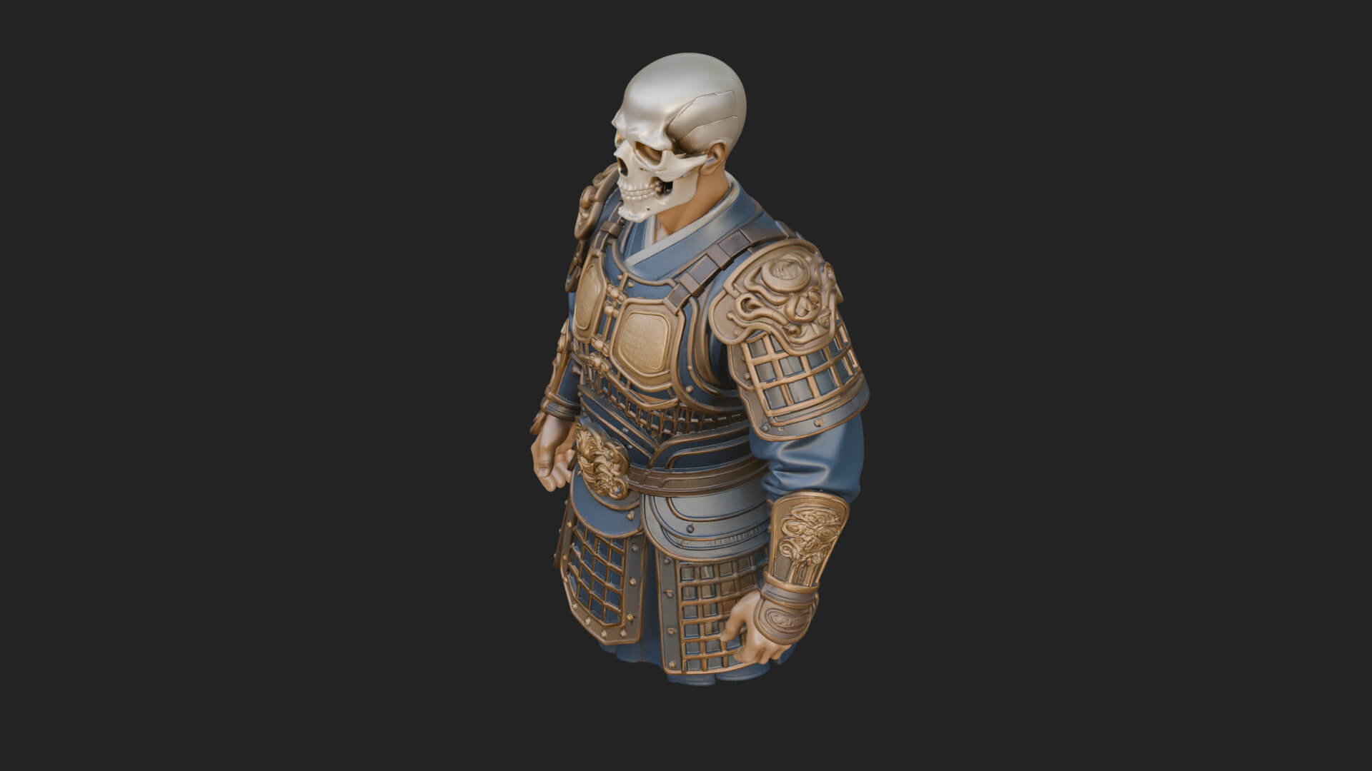 Skull Faced Armor Bust Design 1 3D Print Model 3D Model