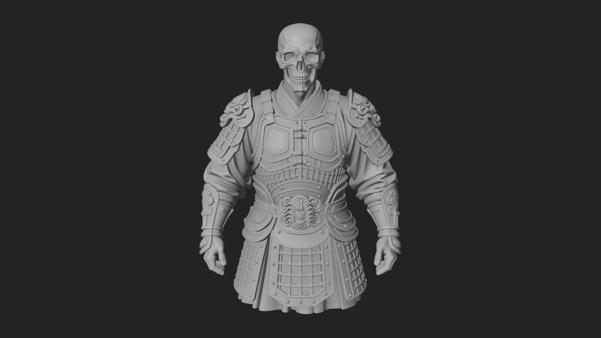 Skull Faced Armor Bust Design 1 3D Print Model 3D Model