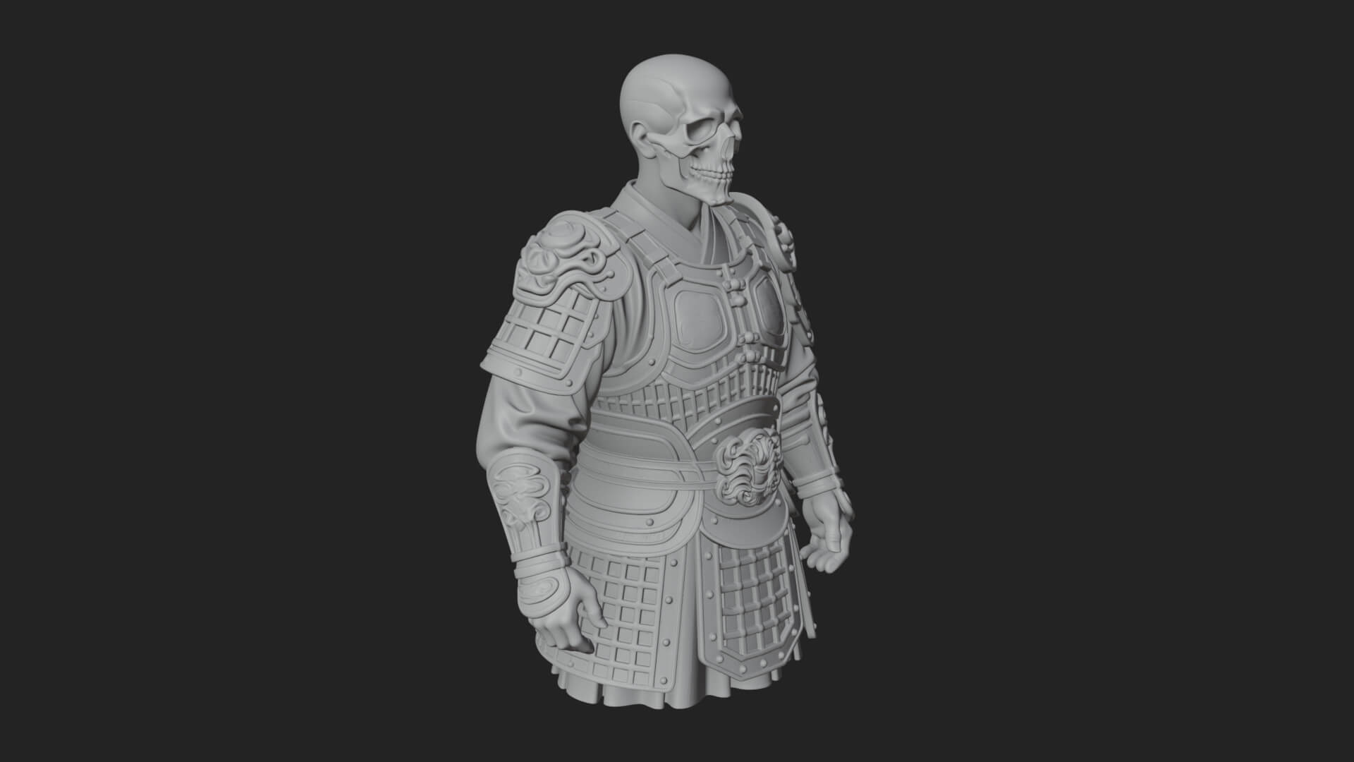 Skull Faced Armor Bust Design 1 3D Print Model 3D Model