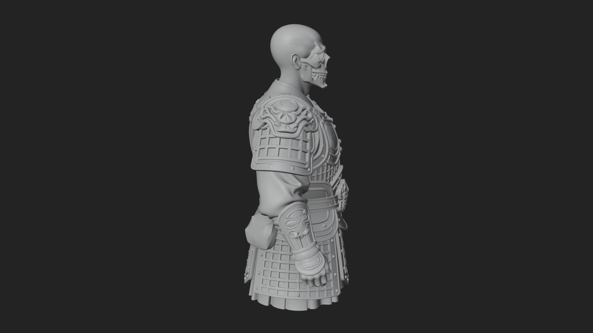 Skull Faced Armor Bust Design 1 3D Print Model 3D Model