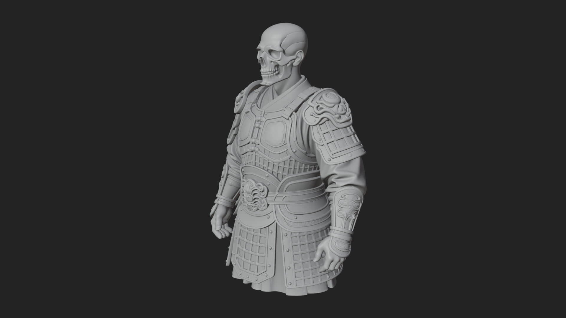 Skull Faced Armor Bust Design 1 3D Print Model 3D Model