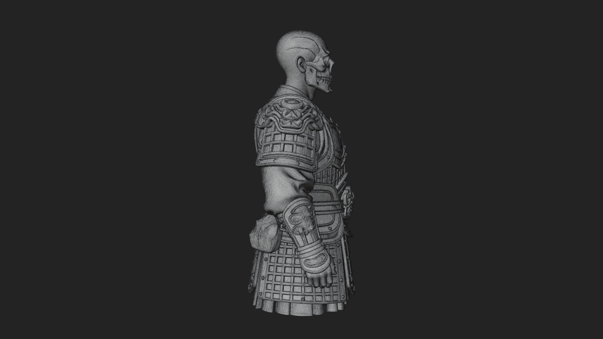 Skull Faced Armor Bust Design 1 3D Print Model 3D Model