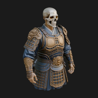 Skull Faced Armor Bust Design 1 3D Print Model