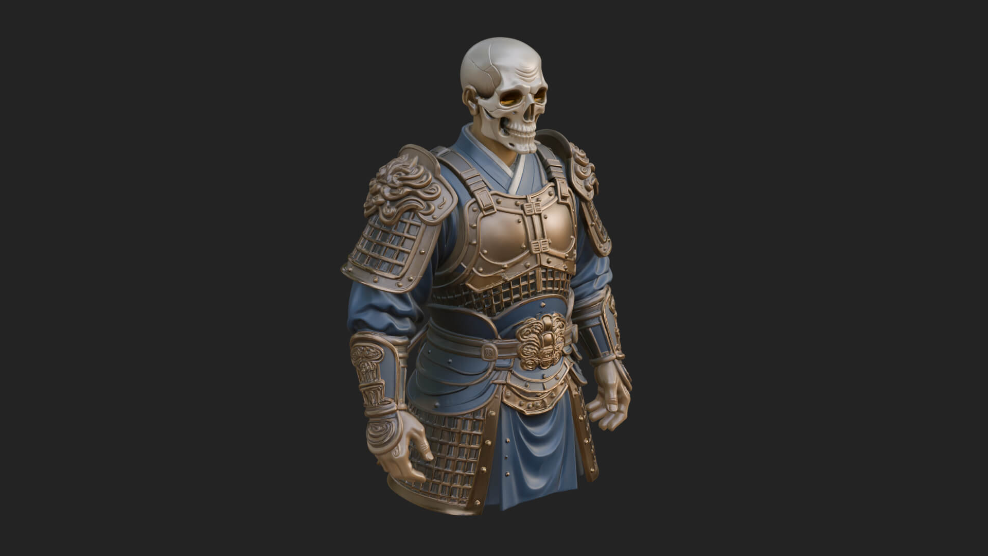 Skull Faced Armor Bust Design 2 3D Print Model 3D Model