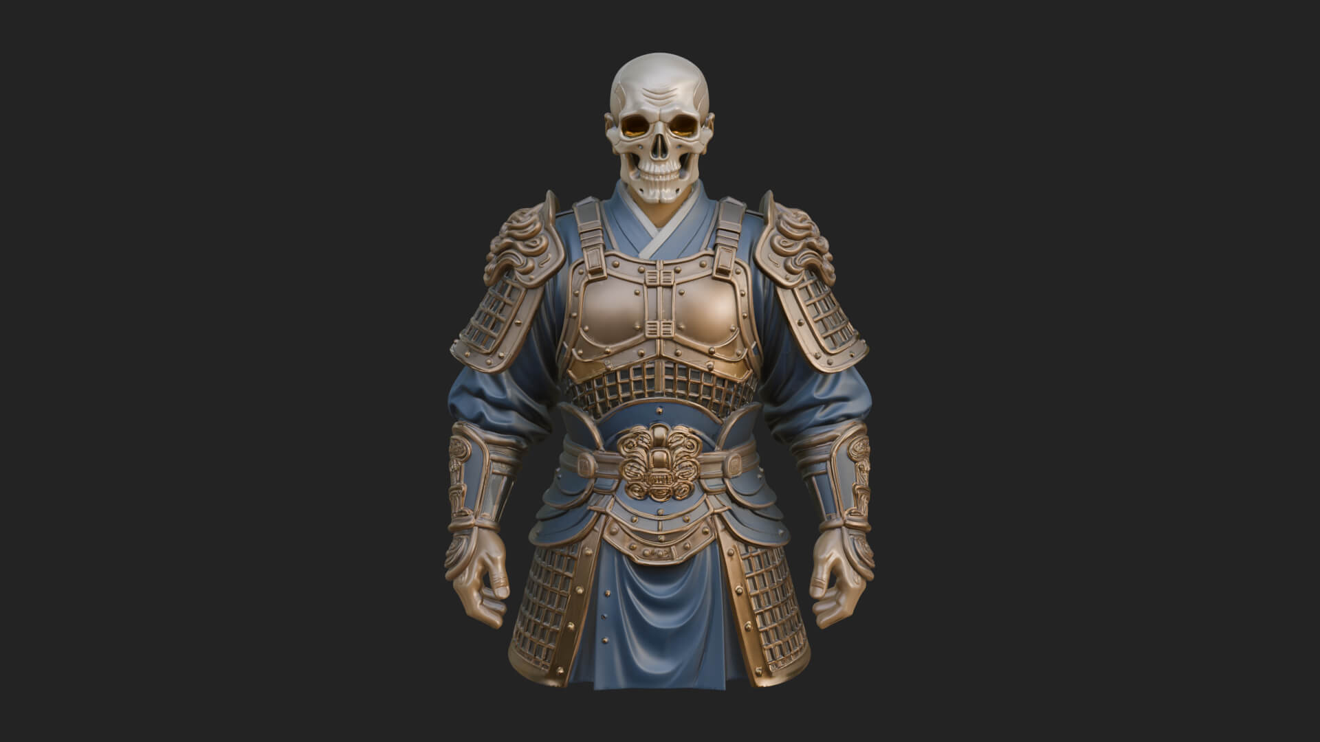 Skull Faced Armor Bust Design 2 3D Print Model 3D Model