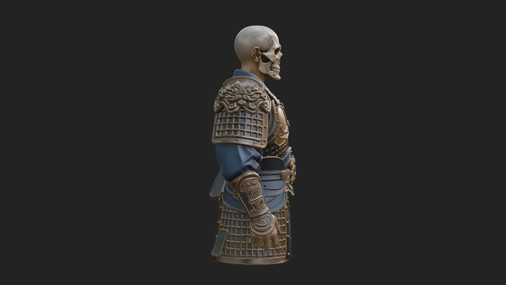 Skull Faced Armor Bust Design 2 3D Print Model 3D Model