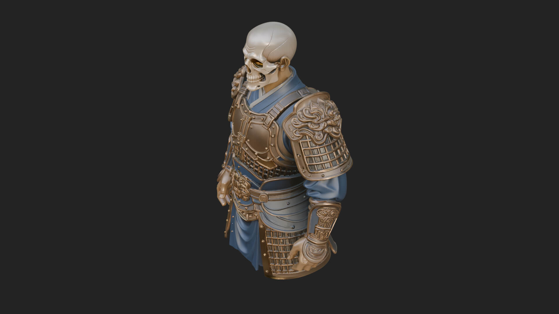 Skull Faced Armor Bust Design 2 3D Print Model 3D Model