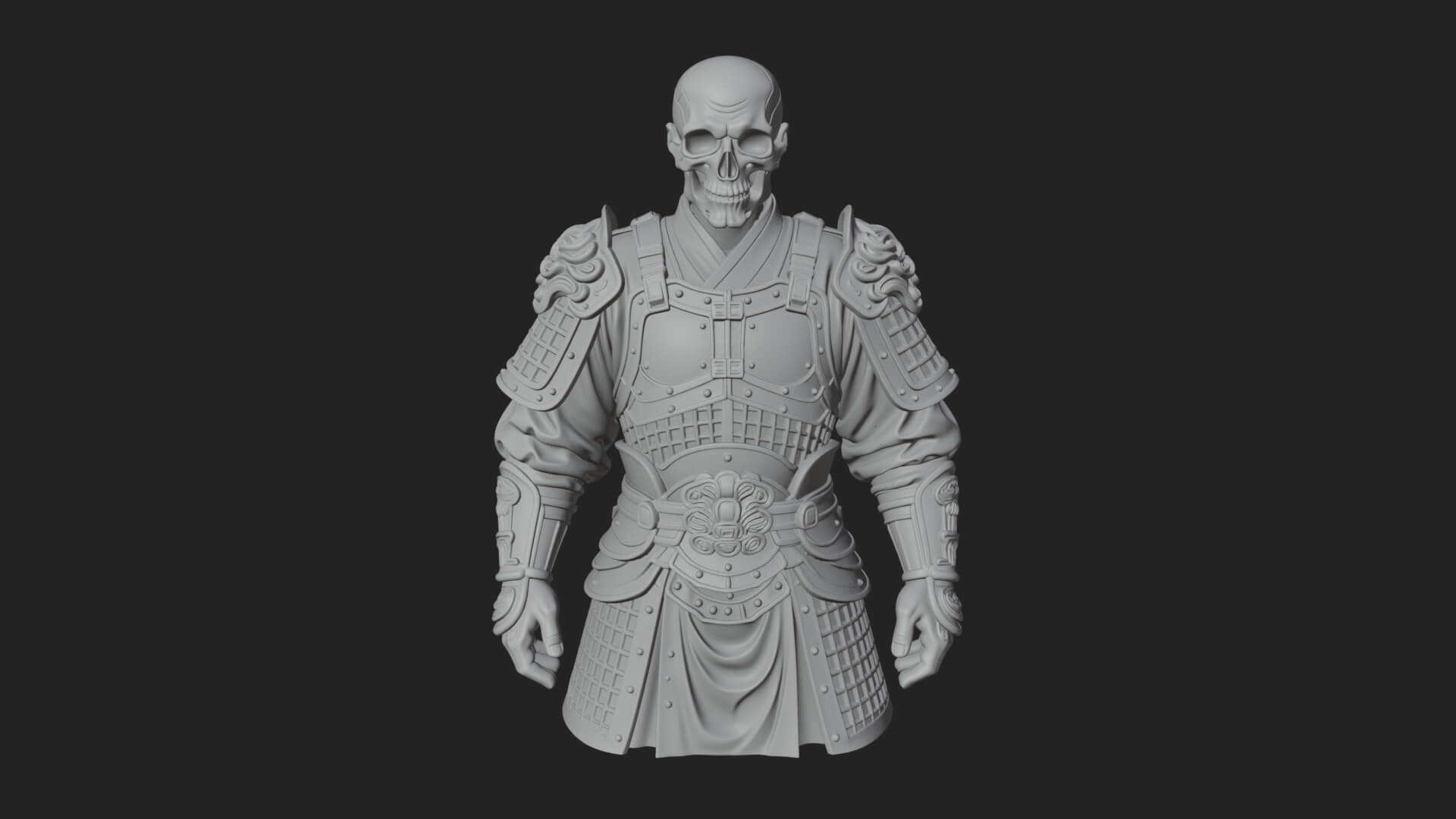 Skull Faced Armor Bust Design 2 3D Print Model 3D Model
