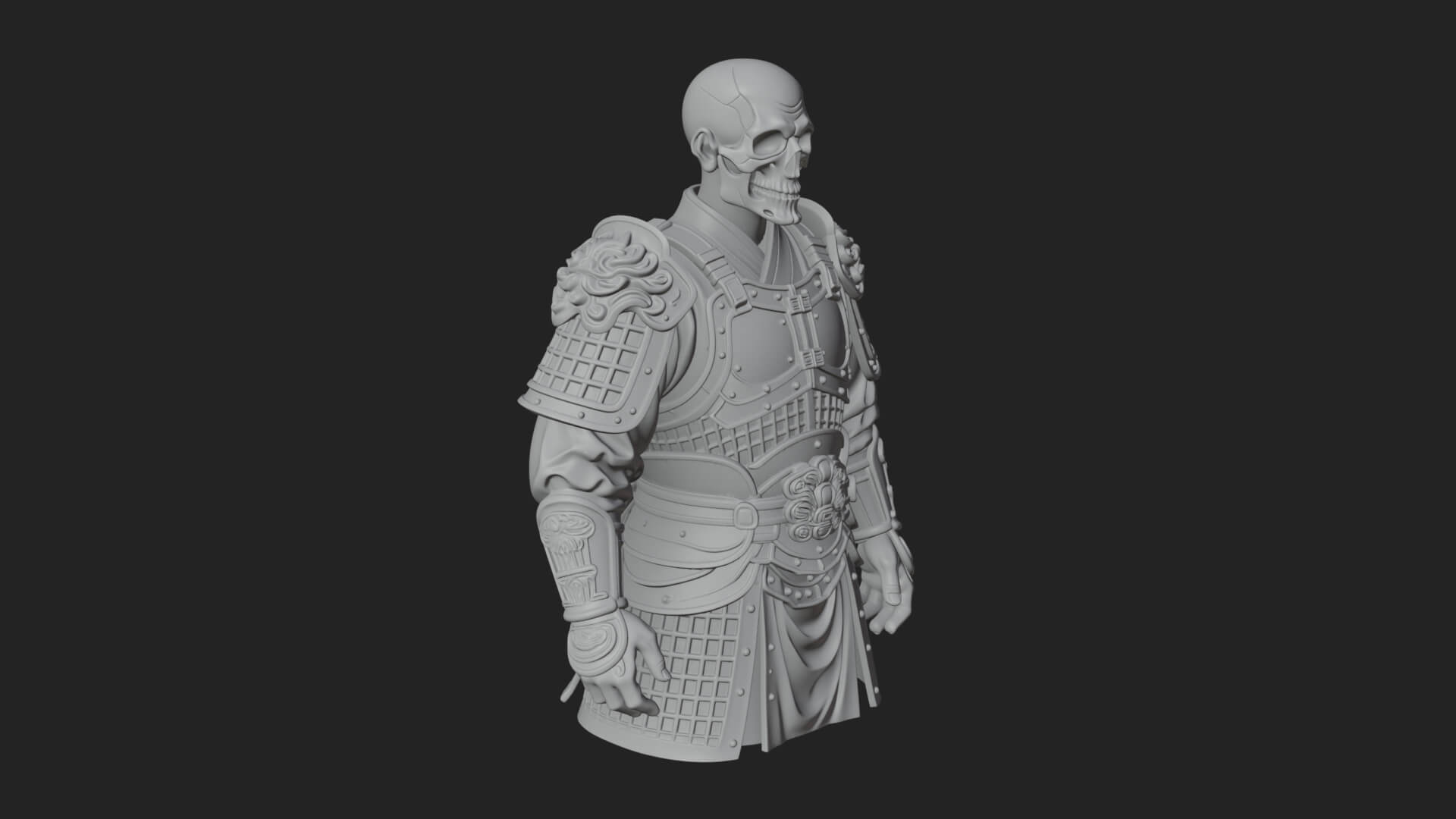 Skull Faced Armor Bust Design 2 3D Print Model 3D Model