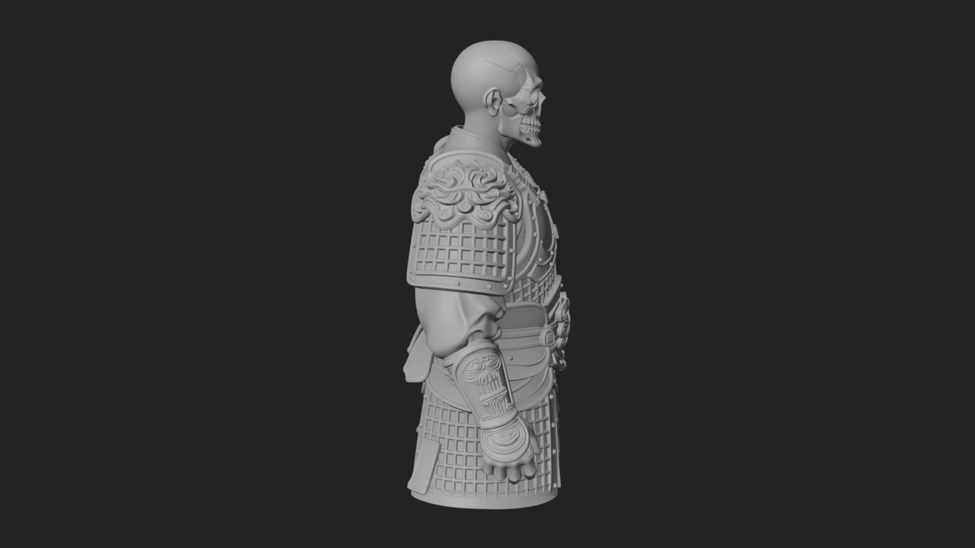 Skull Faced Armor Bust Design 2 3D Print Model 3D Model