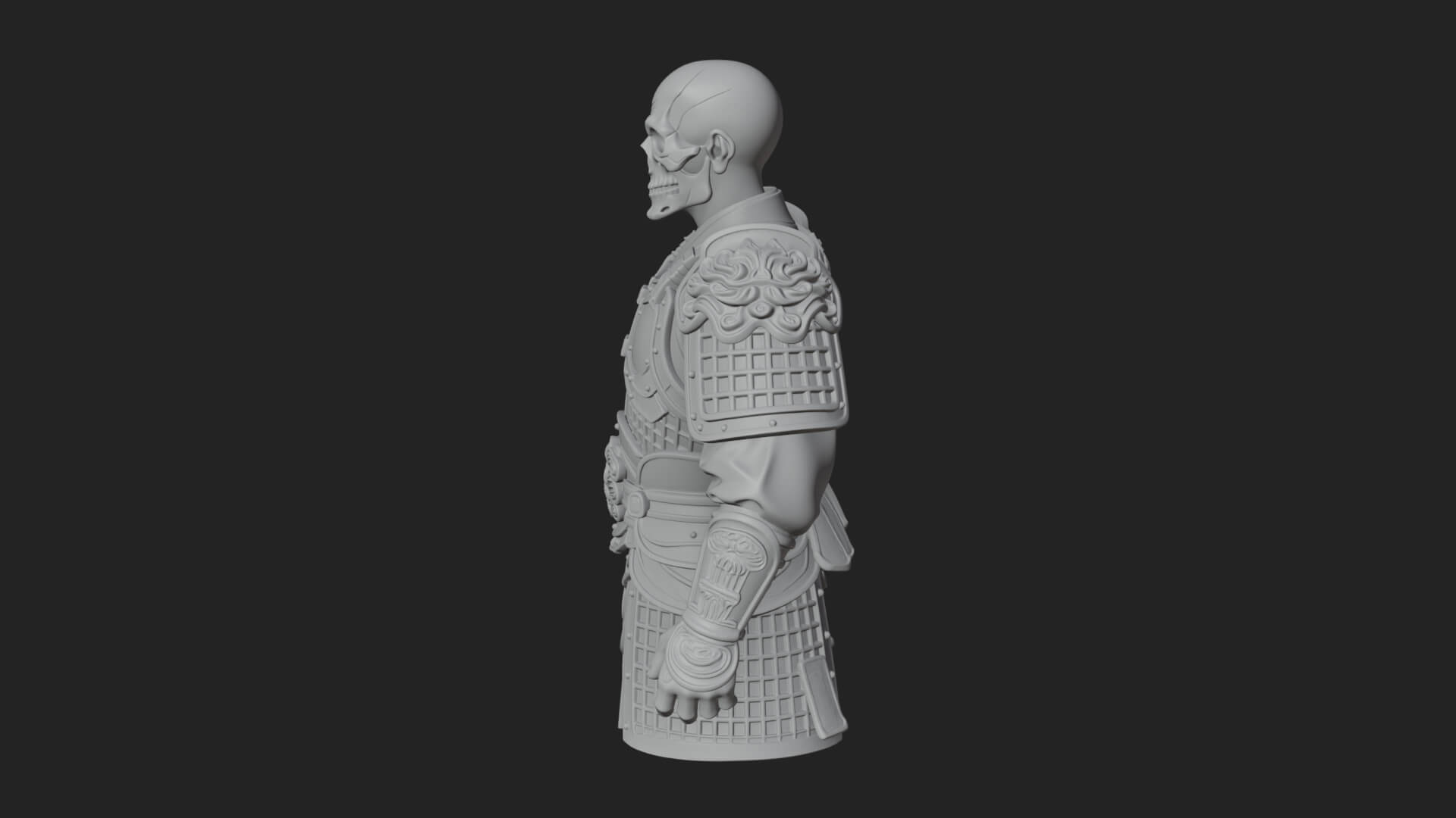 Skull Faced Armor Bust Design 2 3D Print Model 3D Model