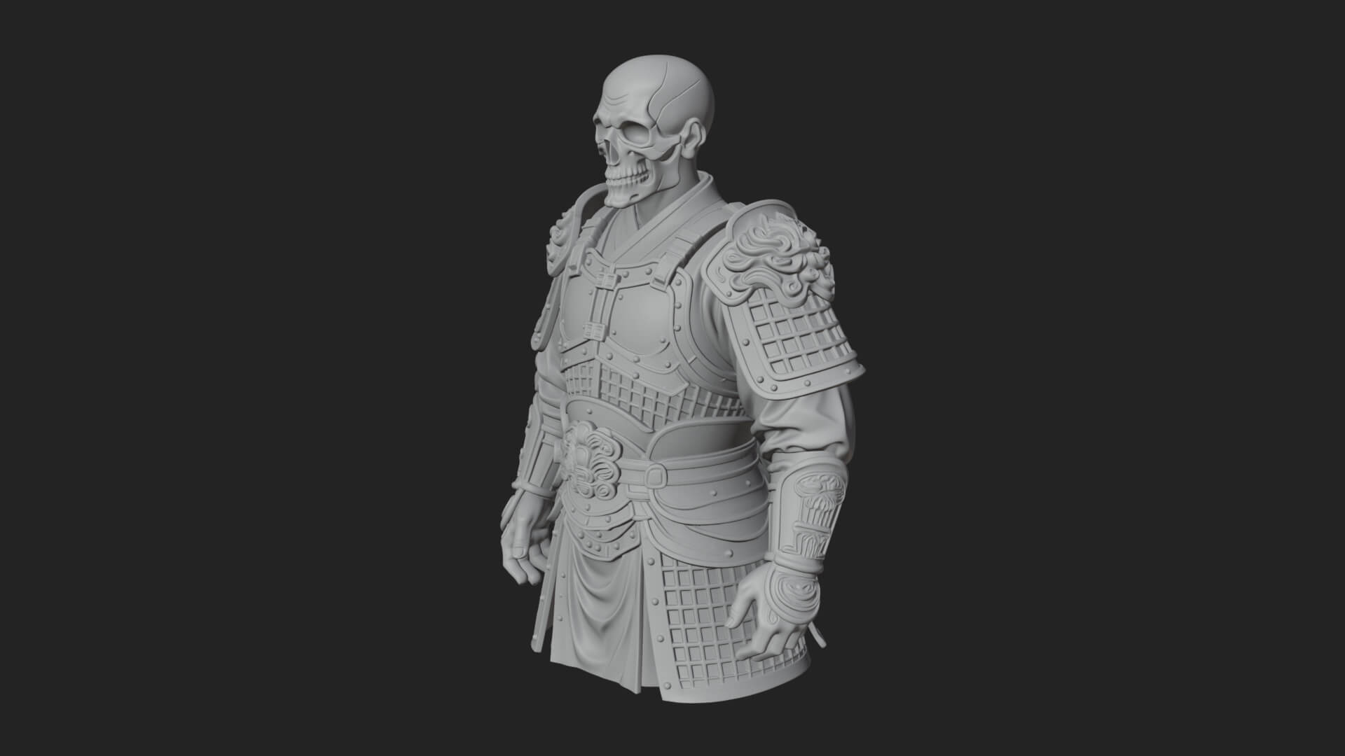 Skull Faced Armor Bust Design 2 3D Print Model 3D Model