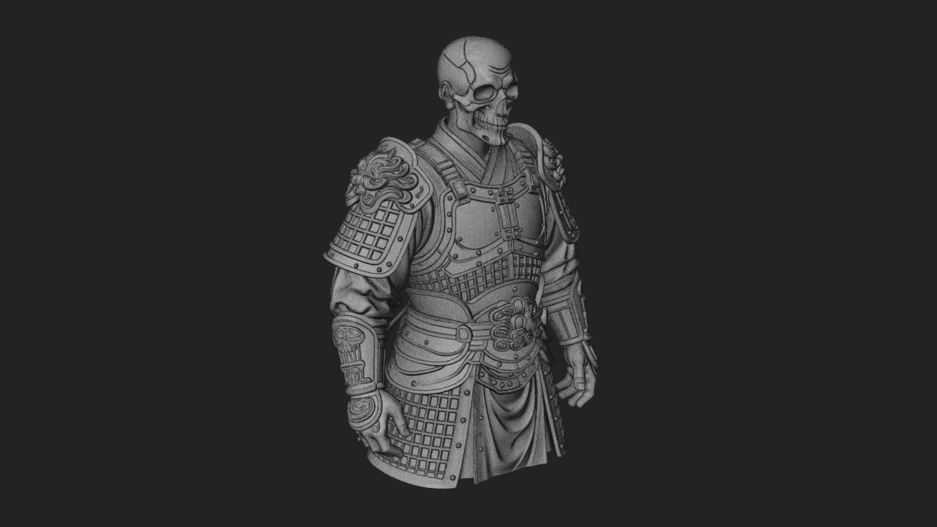 Skull Faced Armor Bust Design 2 3D Print Model 3D Model