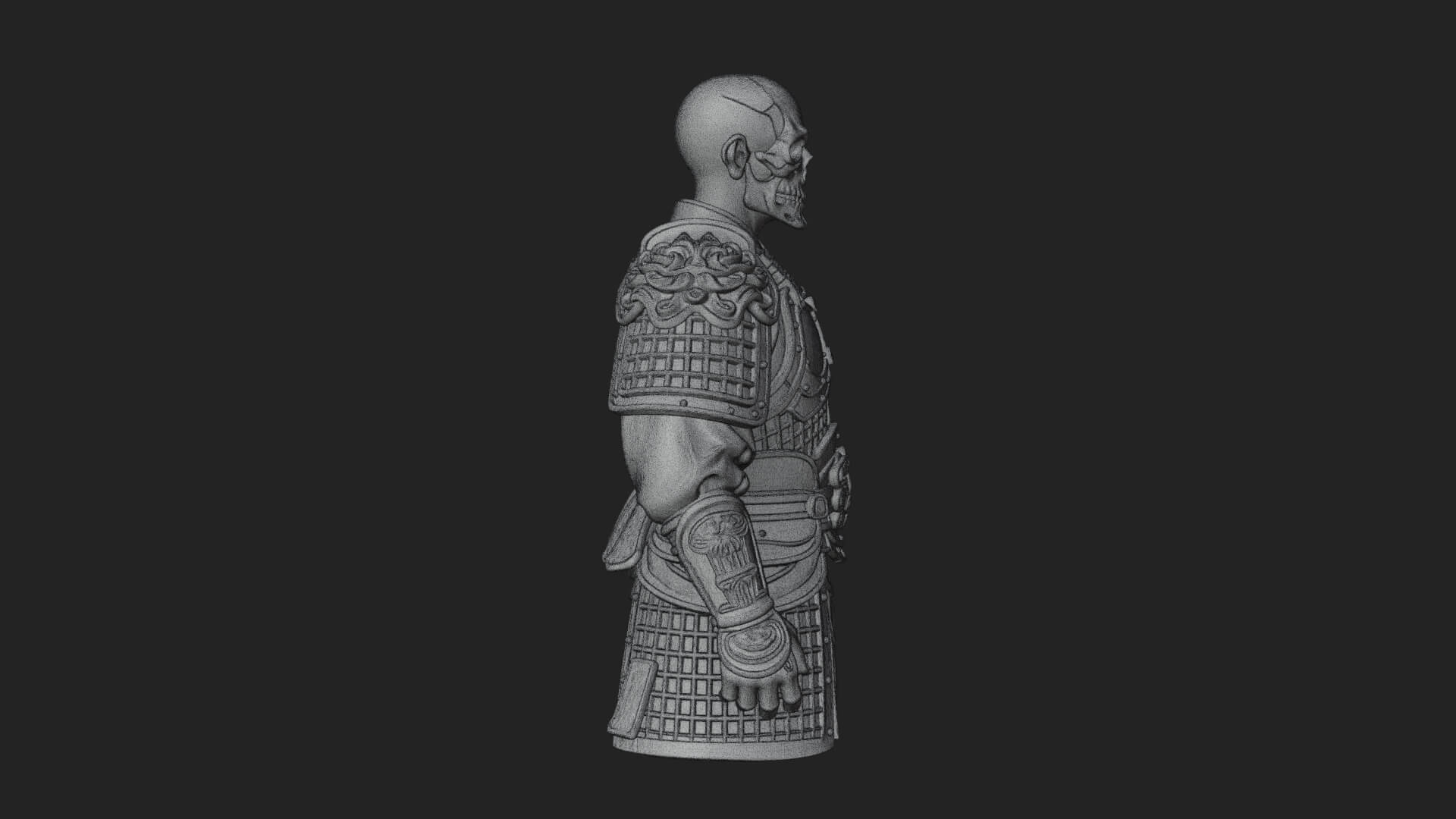 Skull Faced Armor Bust Design 2 3D Print Model 3D Model