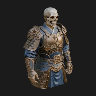 Skull Faced Armor Bust Design 2 3D Print Model