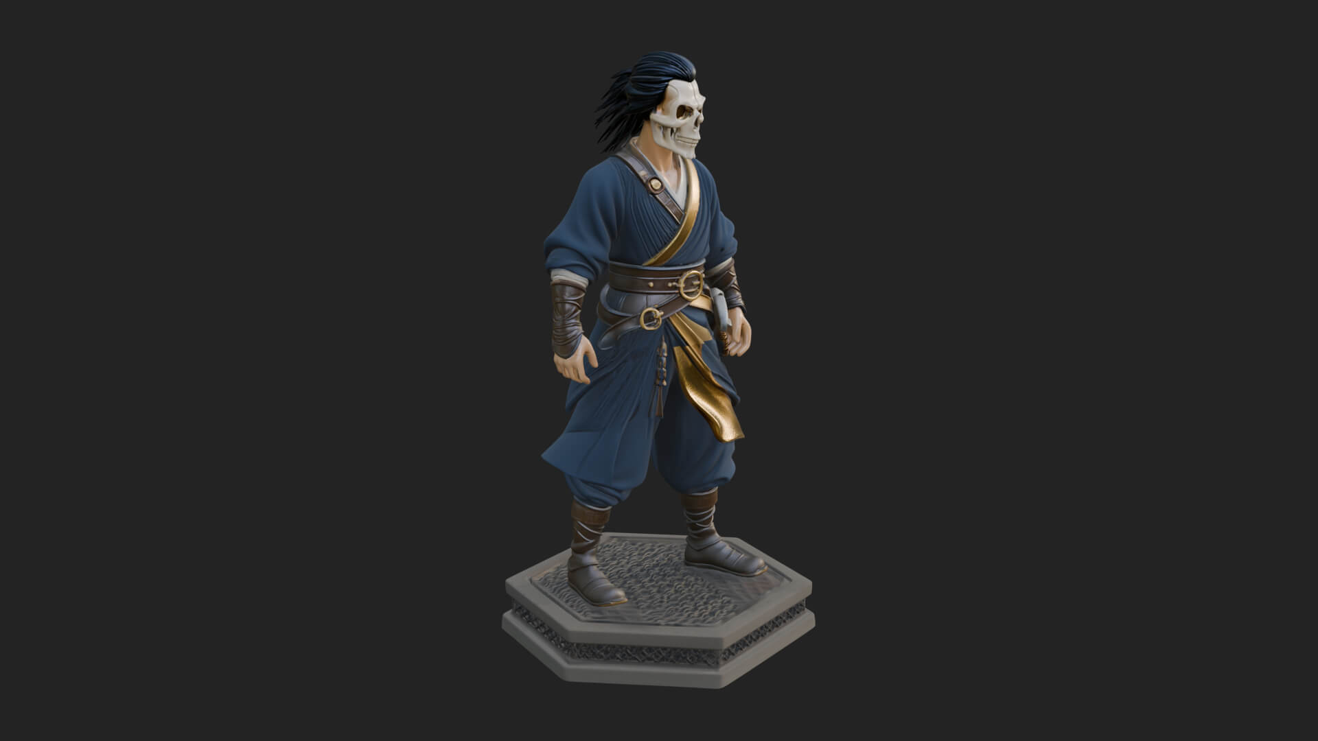 Skull Faced Swordsman Statue Design 1 3D Print Model 3D Model