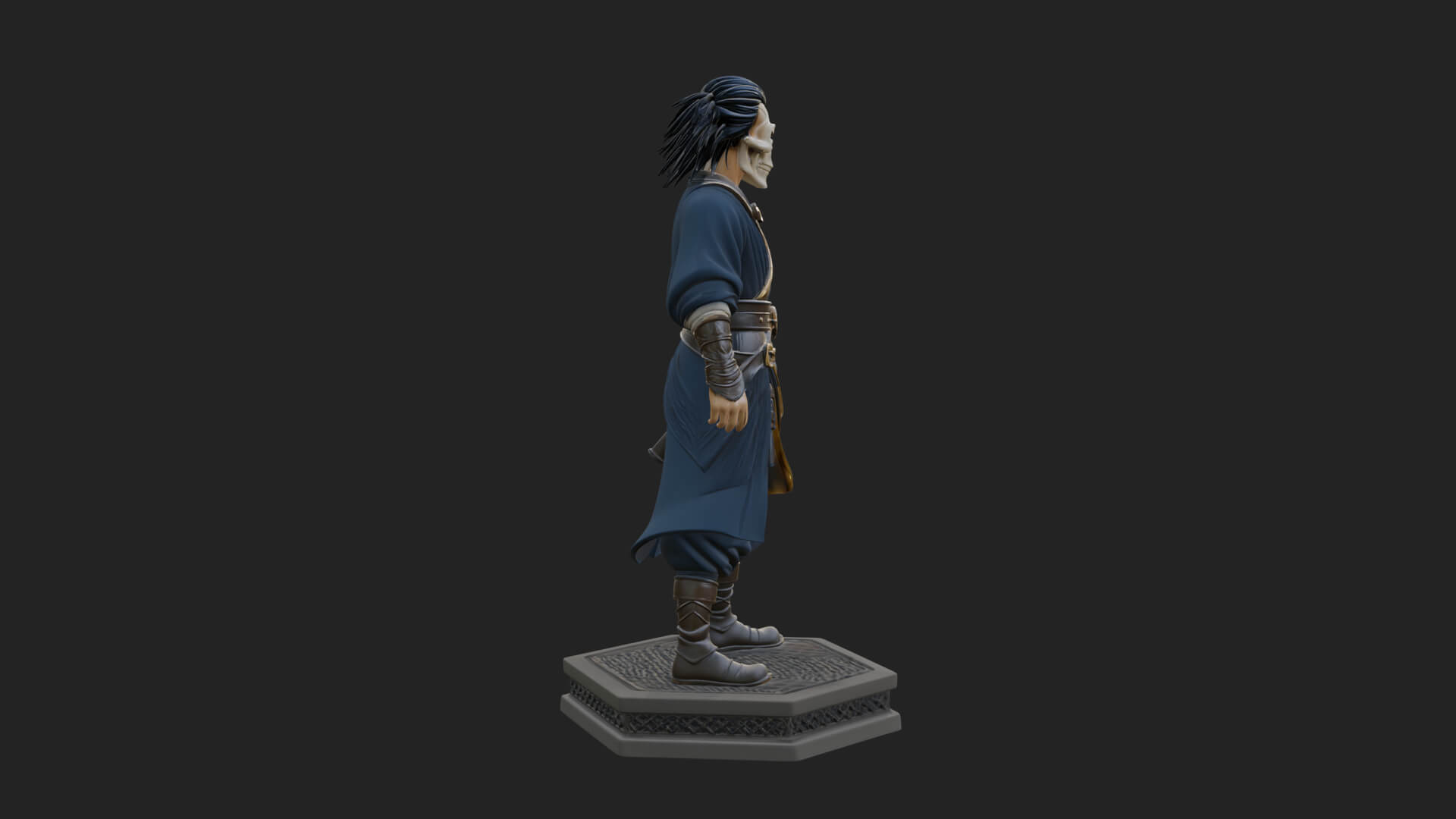 Skull Faced Swordsman Statue Design 1 3D Print Model 3D Model