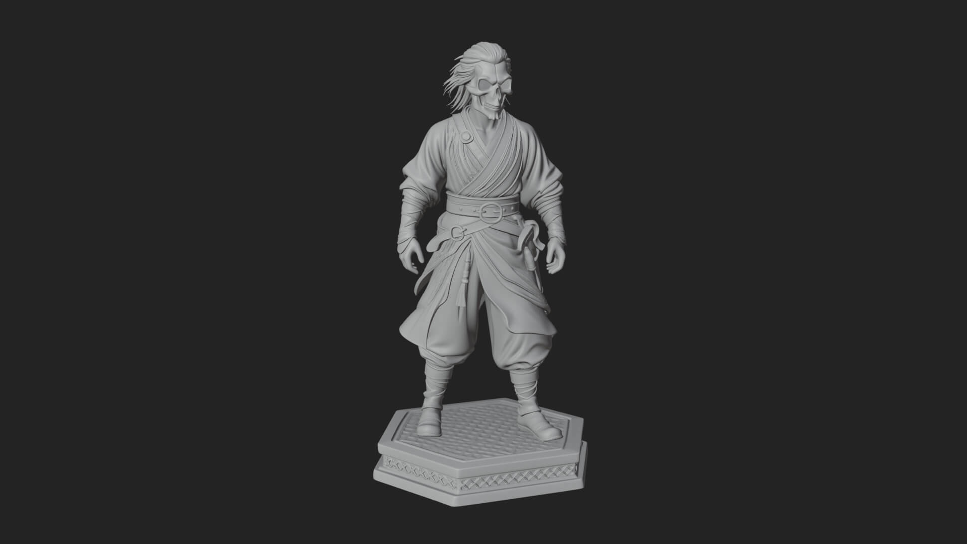 Skull Faced Swordsman Statue Design 1 3D Print Model 3D Model